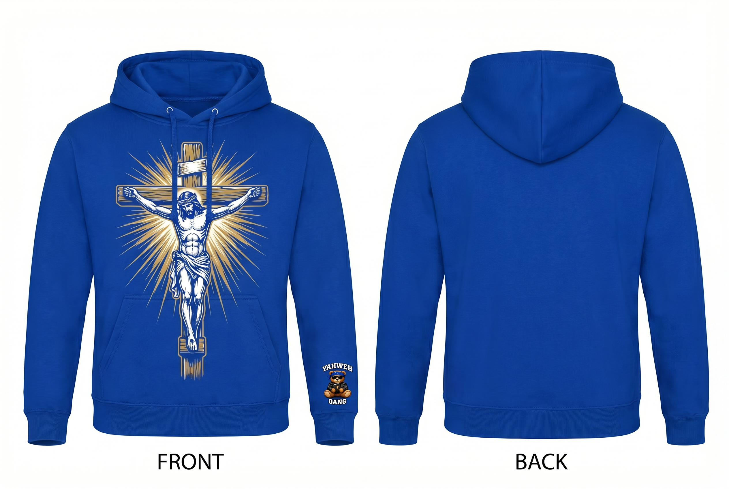 Royal Blue Hoodie — Cross Front